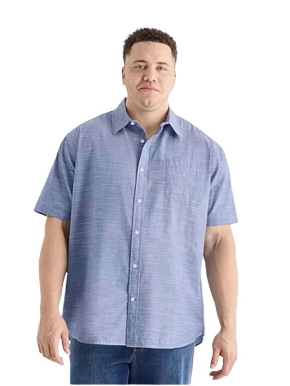 #K78 Men's Short Sleeve Button-Up Shirt - Light Blue